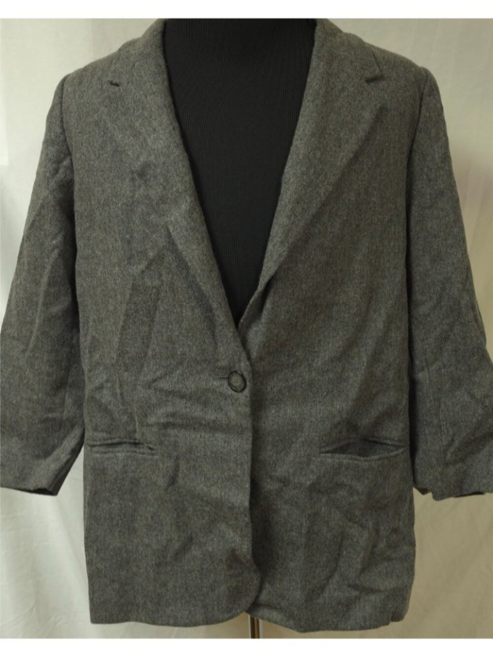 Sag Harbor Estilo Womens 16 Wool Blend Oversized Office Wear One Button Blazer